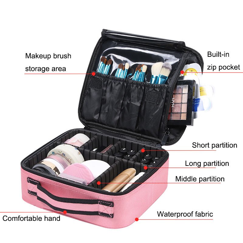 Bolsa de maquillaje portátil para mujer, bolsa de esteticista, organizador de viaje, funda de belleza para maquillaje, nueva funda de maquillaje para mujer