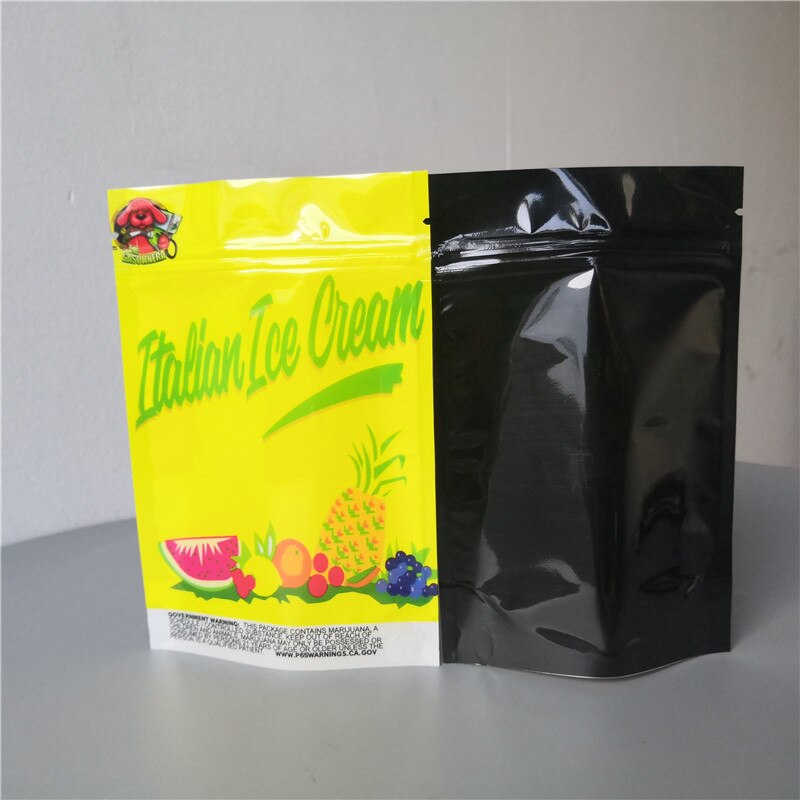 50 unids/lote olor prueba Mylar Ziplock bolsa de bolsas grueso 3,5g bolsas Runtz bolsas: Italian Ice cream