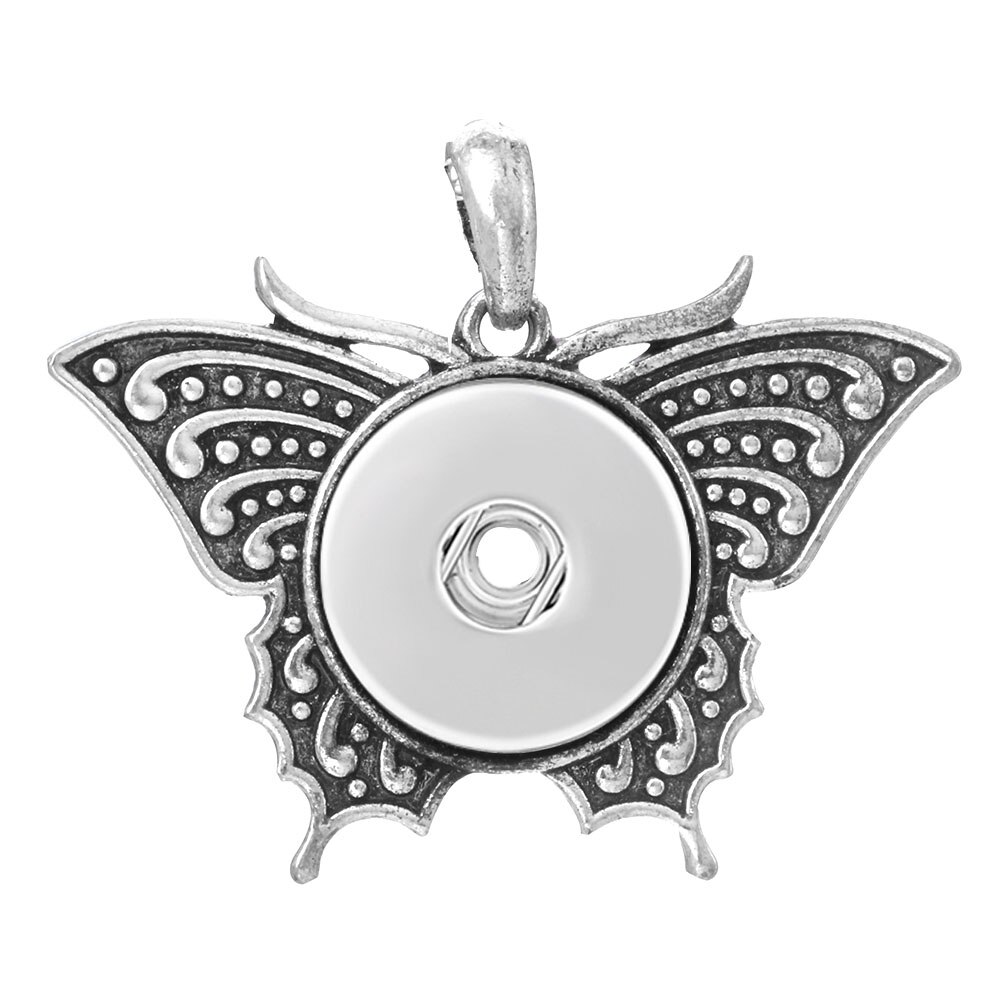 Colorful Butterfly Snap Button Pendant Jewelry Fit 18mm Metal Snap Buttons Jewelry Snap Pendant Necklace ZG146