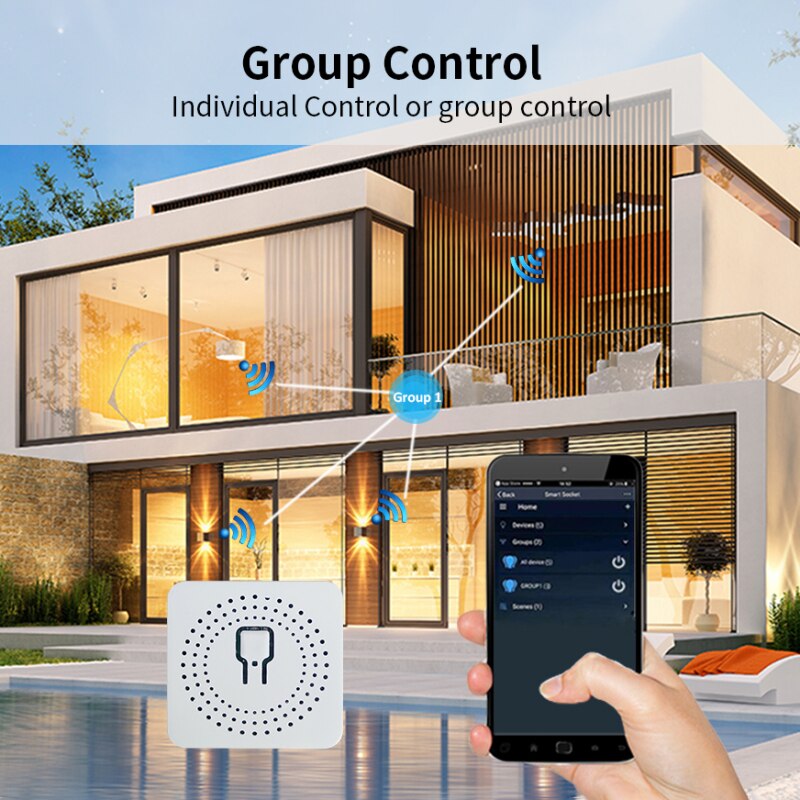 Tuya Zigbee 16A Mini Smart Wifi Switch 2 Way Control, Smart Home Automation Module, Work with Alexa Google Home SmartLife App