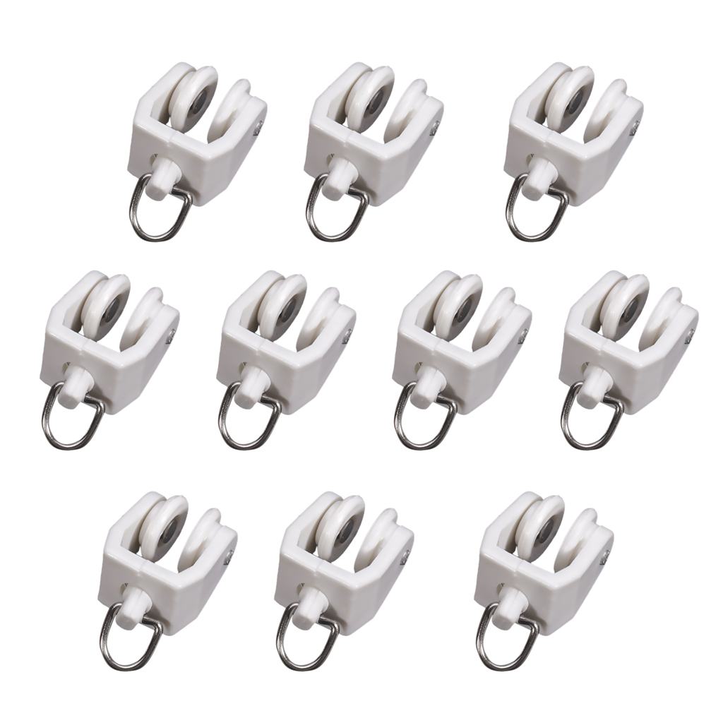 10 Uds. De polea para corredor de cortina, tornillos de Metal, soporte de montaje lateral, tapa de extremo de riel de sujeción superior fija, accesorios de riel de sellado: Rojo