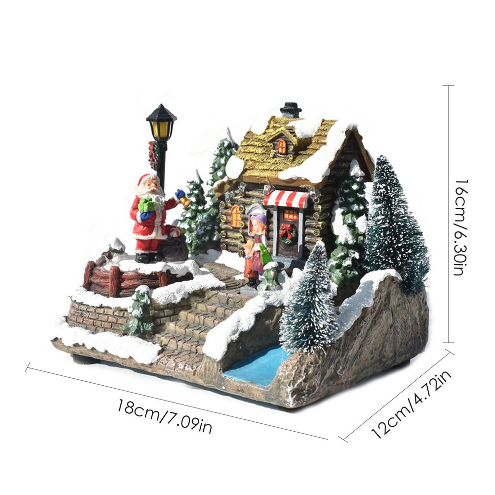 Christmas Snow House Led Light Christmas Decoration for Home Year Kids Resin Christmas Scene Village