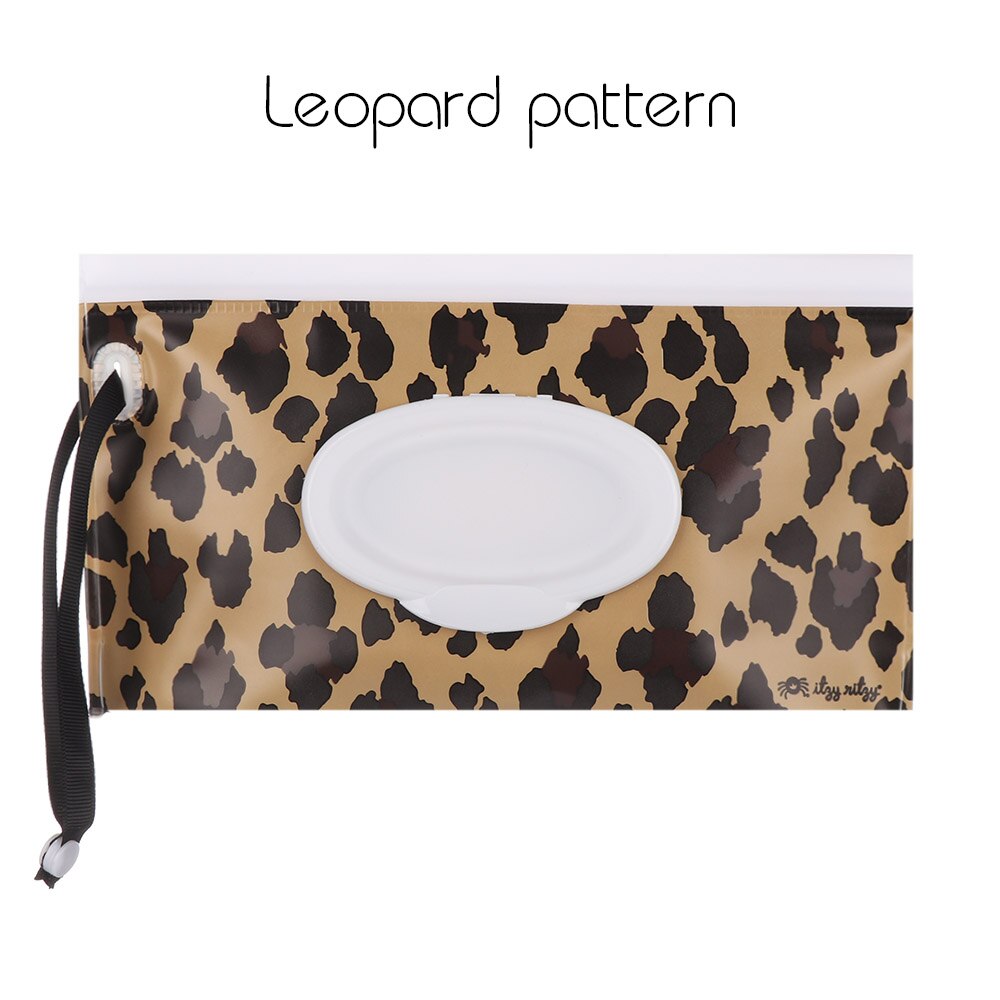 Draagbare Natte Doekjes Tas Eco-vriendelijke Zelfdichtende Snap-Strap Extractie Hand-Held Cosmetische Pouch Tissue Zak Reiniging levert: leopard pattern