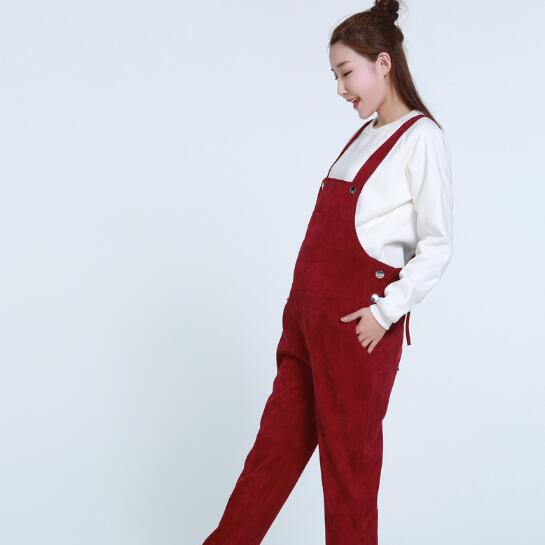 Maternity Bib Pants Pregnant Trousers Belt Plus red and black Women Pregnant-Overalls Jumpsuit Solid Color Women: 2 / XXL