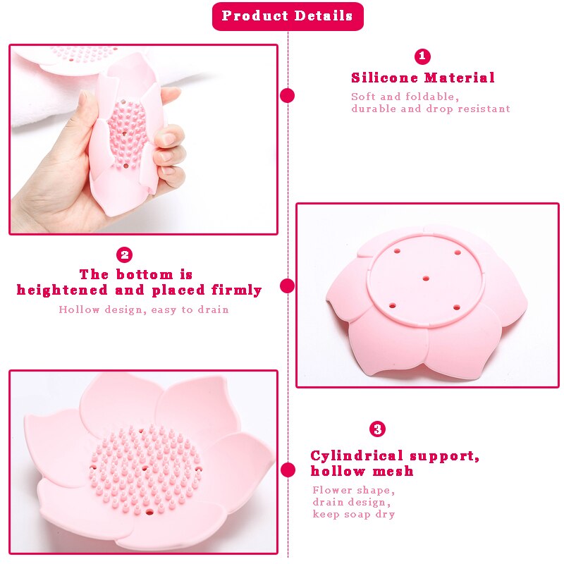 Porte-savon en Silicone en forme de Lotus, plateau de vidange de savon, porte-savon en forme de fleur, salle de bain, rangement de savon, vaisselle de cuisine, outils portables