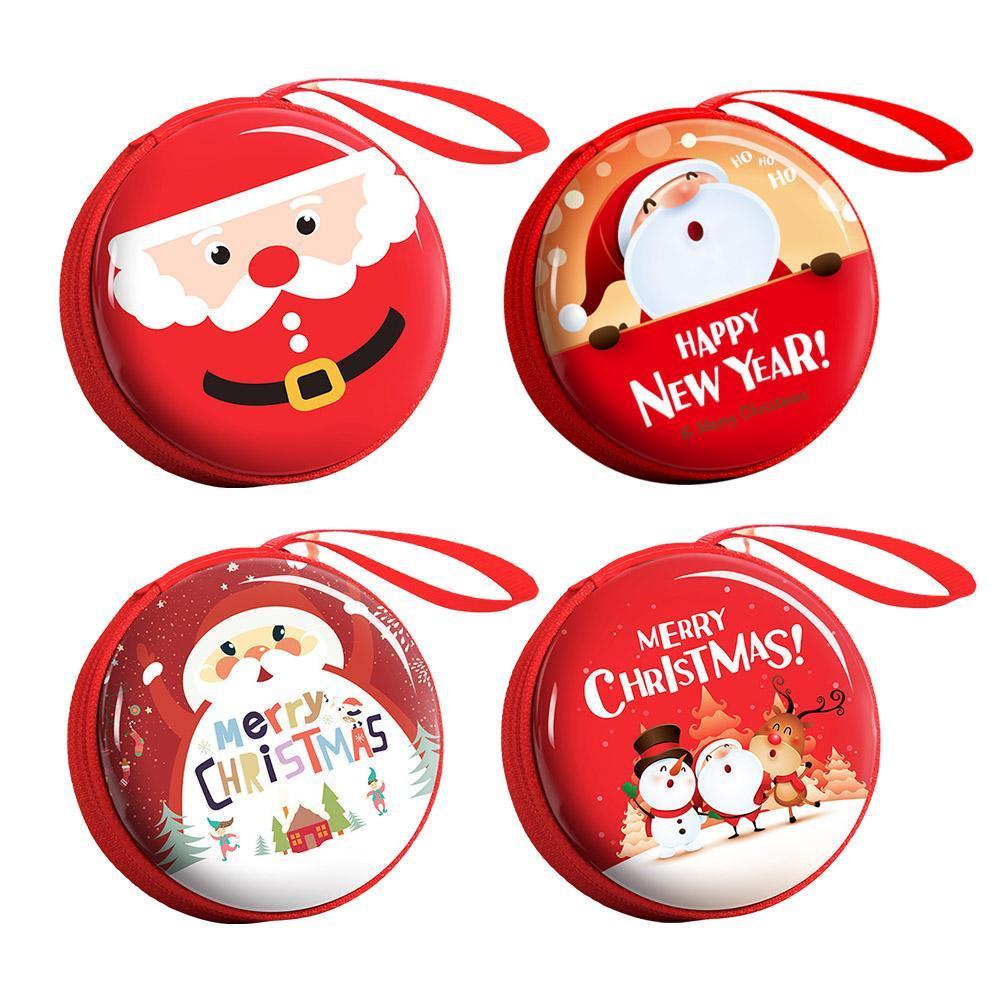 Nette Weihnachten Geldbörse Cartoon Kinder Mädchen Brieftasche Box Claus Münze Kopfhörer Tasche Weihnachten Organizer Santa Anhänger Kleine K3C4