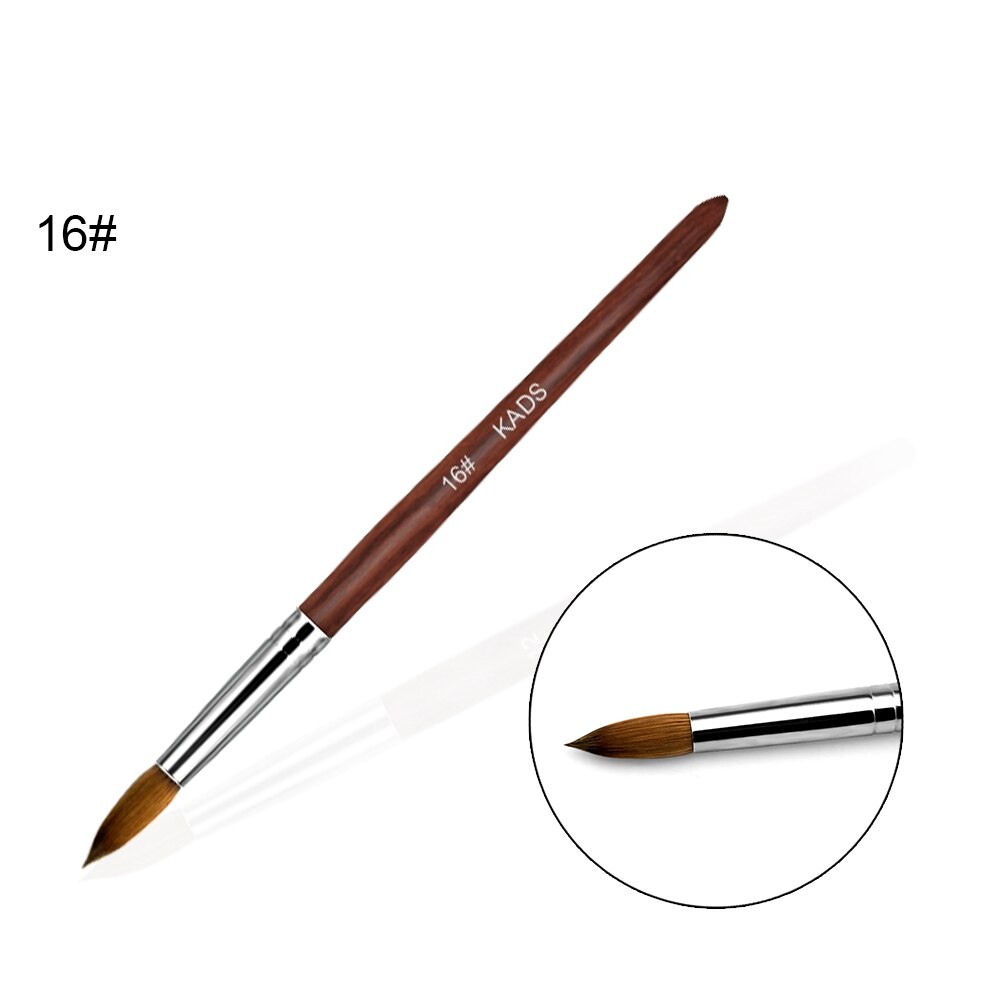 1 st kolinsky sable akryl borste uv gel carving pen pensel flytande pulver diy nagelteckning platt rund röd trä nagelkonst pensel: Borstomgång 16