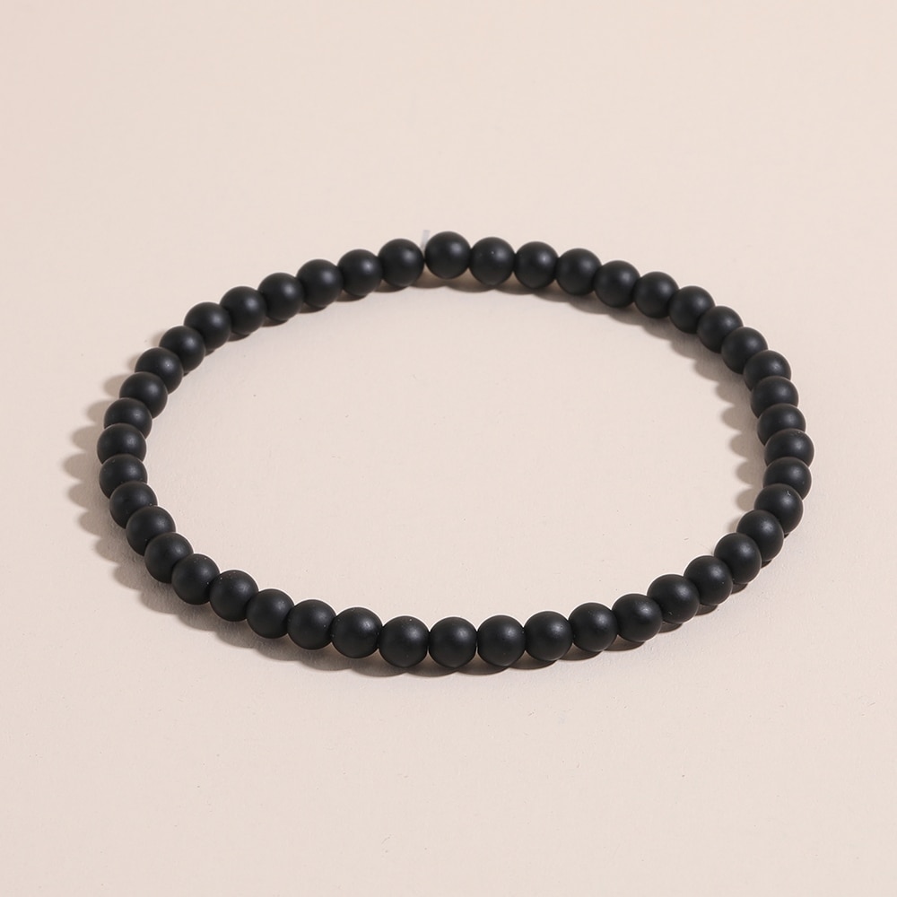 Oaiite 4Mm Natuursteen Kralen Armbanden Eenvoudige Malachiet Tijgeroog Matte Black Onyx Armband Voor Vrouwen Mannen Hand Sieraden: S-B040