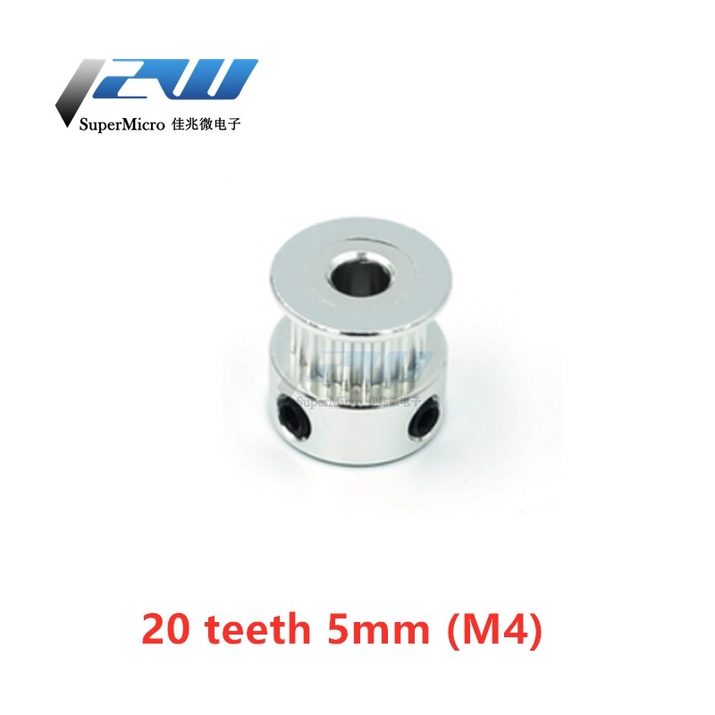 Gt2 16 / 20mm tandet diameter 5mm 6.35mm 8mm remskive aluminium tandhjul til 6mm bredder 2gt bælte til 3d printerdele: 20t-5b