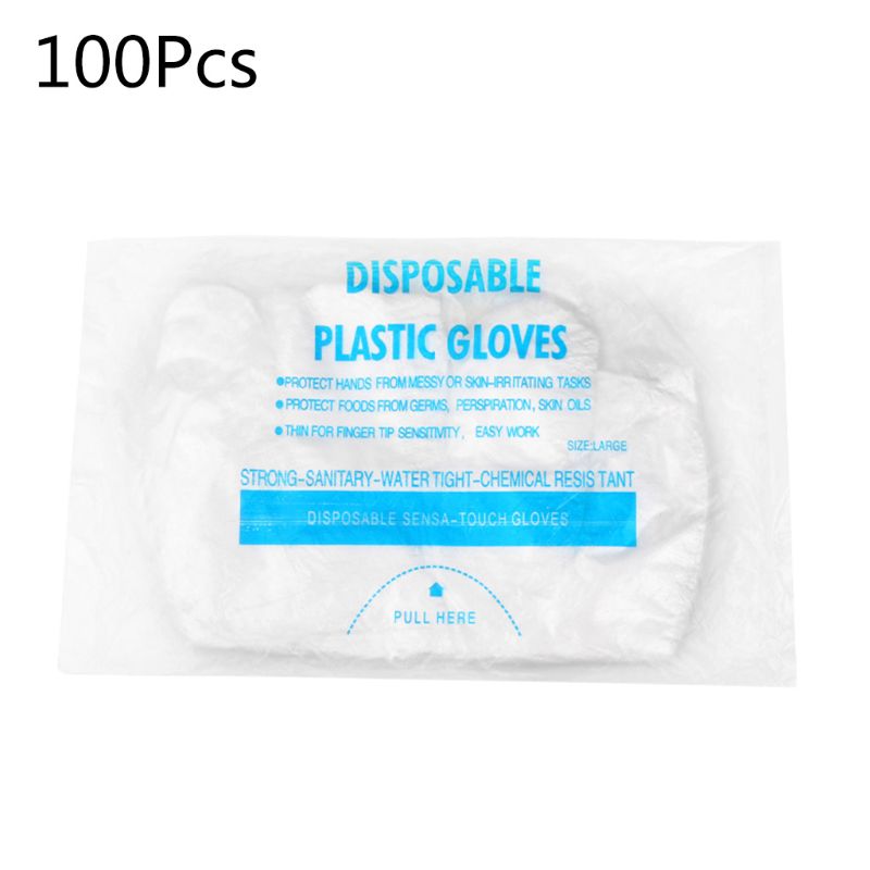 50/100Pcs Voedsel Wegwerphandschoenen Pe Plastic Sterke Sanitaire Handschoenen Voor Restaurant Keuken Bbq Groente Fruit Handschoenen C42