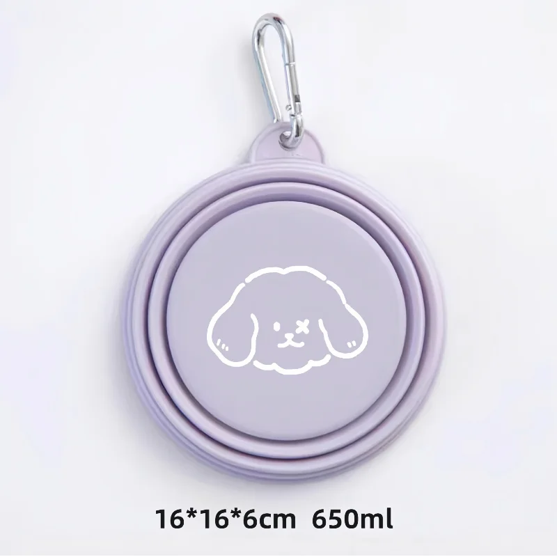 Dog Pet Folding Silicone Bowls 350ml/650ml Outdoor Travel Foldable Portable Cat Food Water Container Feeding Tray Bowls: Dark Grey