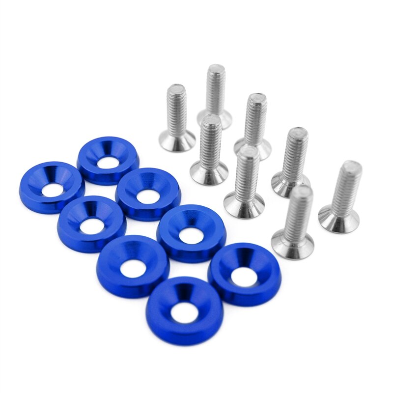 runmade 8pcs/lot Billet Aluminum Fender Bumper Washers Bolt Engine Bay Dress Up Kit 6 Colors: Blue