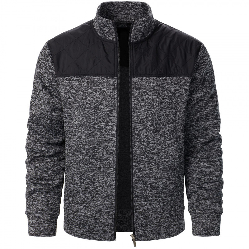 Veste zippée à col montant patchwork pour hommes, cardigan ajusté, sweat-shirt Sportedly Casual, manteau d'automne: XL / Beige