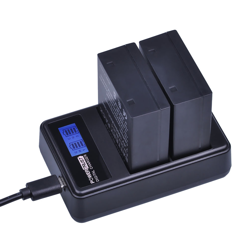 PowerTrust 2 pièces BLH-1 BLH1 BLH 1 batterie de remplacement et LCD USB double chargeur pour appareil photo Olympus E-M1 Mark II