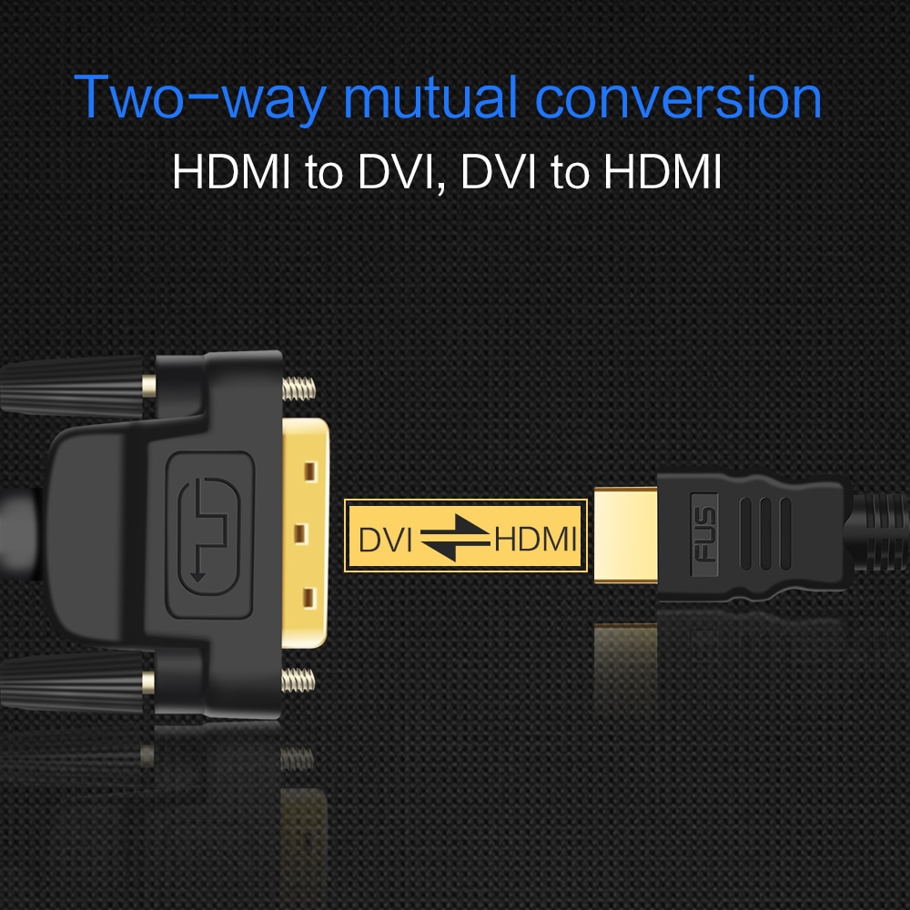 HDMI-kompatibel zu DVI Kabel DVI zu HDMI-kompatibel Männlichen 24 + 1 DVI-D Männlichen Adapter Gold Überzogen 1080P für HDTV DVD Projektor