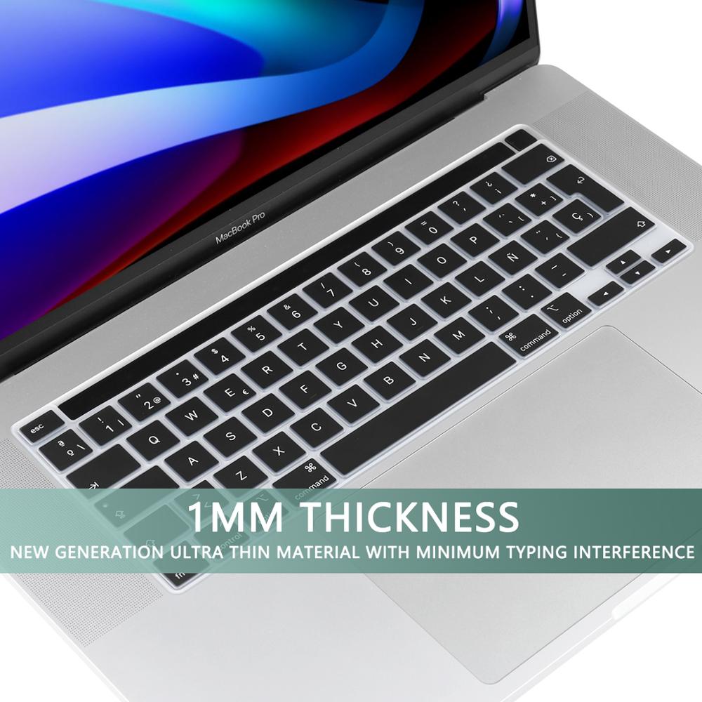 För macbook nyaste pro 13 a2251 a2289 a2338 m1 pro 16 tum  a2141 eu ryska spanska engelska tangentbordsfodral silikonskal