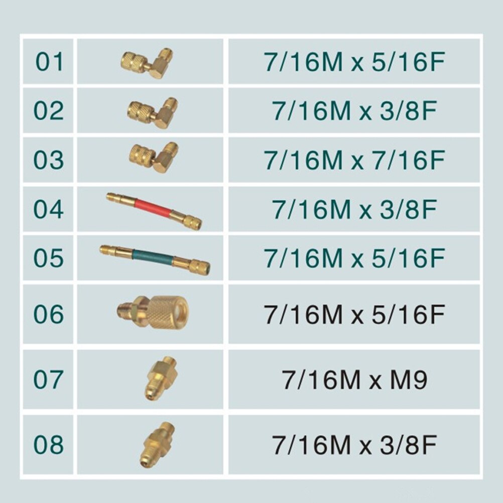 8 Stuks Auto Air Conditioner Koeling R134A R12 Omzetten Adapter Slang Set Kits