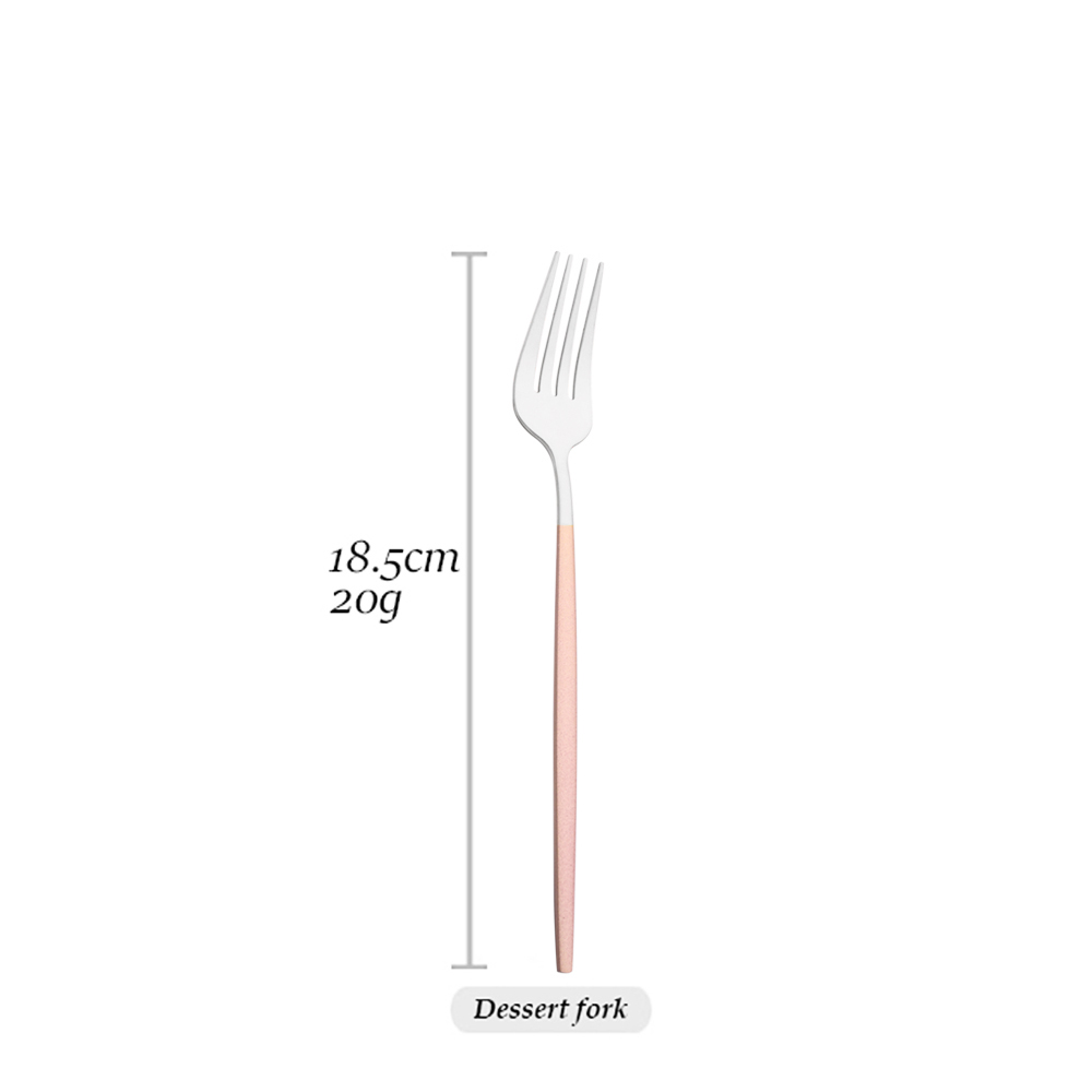 Matte Pink Silver Dinnerware Set Stainless Steel Tableware Silverware Knife Fork Spoon Cutlery Set Flatware Set Dishwasher Safe: 1Pcs Dessert Fork