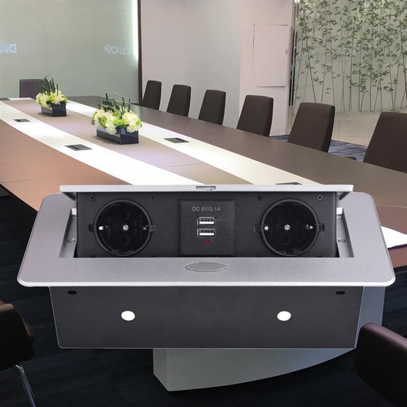 Circle Angle Damped Multimedia Outlet Socket Connection Box Desktop Pop Up Socket for Conference Room