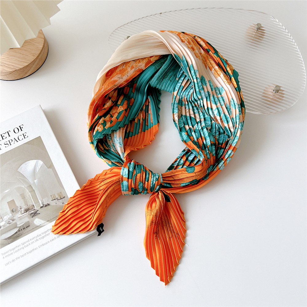70*70Cm Vouwen Bloemenprint Vierkant Haar Sjaal Bandana 'S Haarband Hoofdband Hoofddoek Hoofddoek Tulband Omslagdoek: Paars