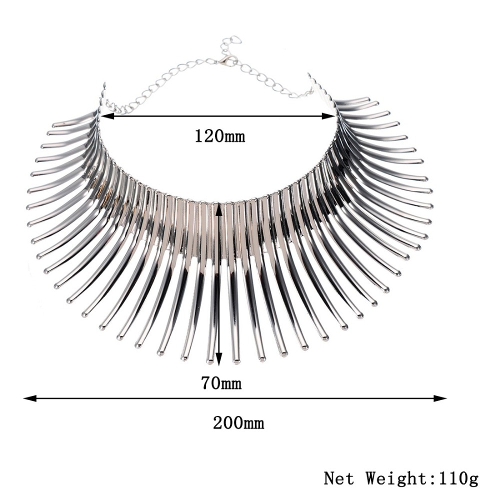 JEROLLIN Unieke Sieraden Zilver & Goud Kleur Sparkling Chunky Choker Collares Toques Bib Afrikaanse Fringe Ketting voor Vrouwen