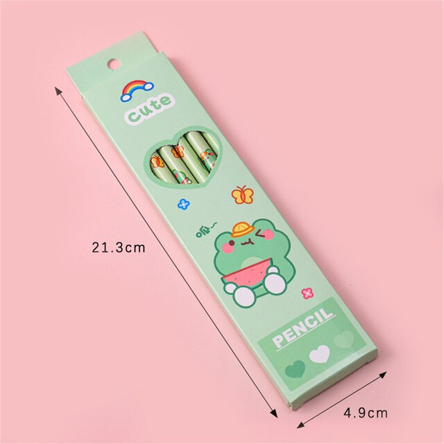 6 Pcs/Set Cute Cartoon Animals Kids Hb Standard Pencil Stationery Pencils For Kids Drawing Sketch Writing Suplies Students: Little Frog