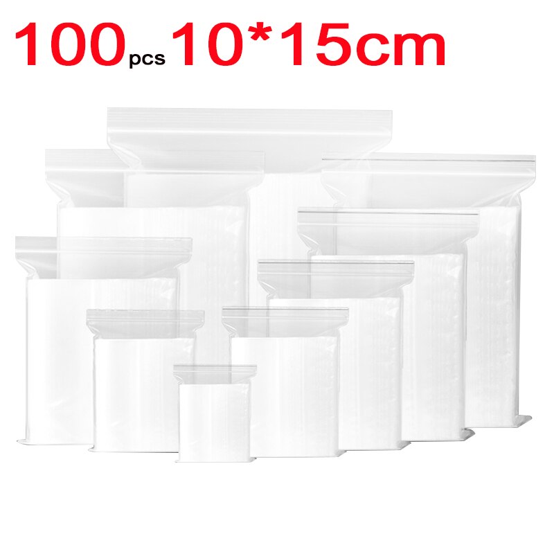 100PCS Transparent Sachet Zip Self Sealing Zip Plastic Bags Clear Bags Jewelry Packaging Bag Food Storage Bags: 10x15cm