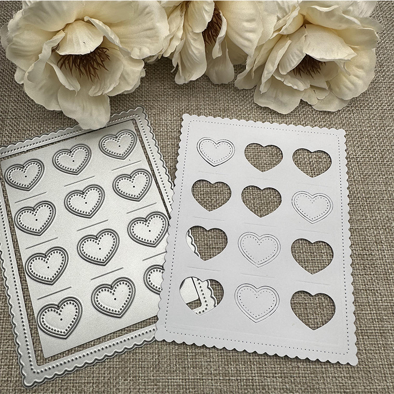 Plantillas de corte de Metal con marco rectangular de corazón, plantillas para bricolaje, álbum de recortes, artesanía decorativa, molde de plantilla troquelado