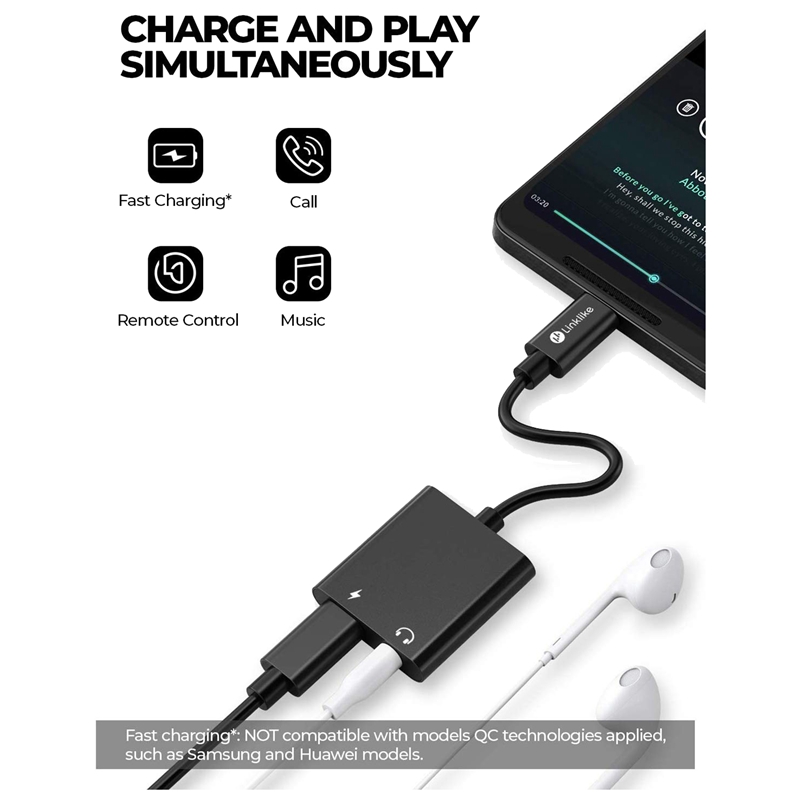 2In1 Usb C Tot 3.5 Mm Hoofdtelefoon Adapter, Pd Snel Opladen, Hi-Res Geluid, compatibel Met Google Pixel 4/4 Xl/3/3 Xl/2/2 Xl, Voor Ga