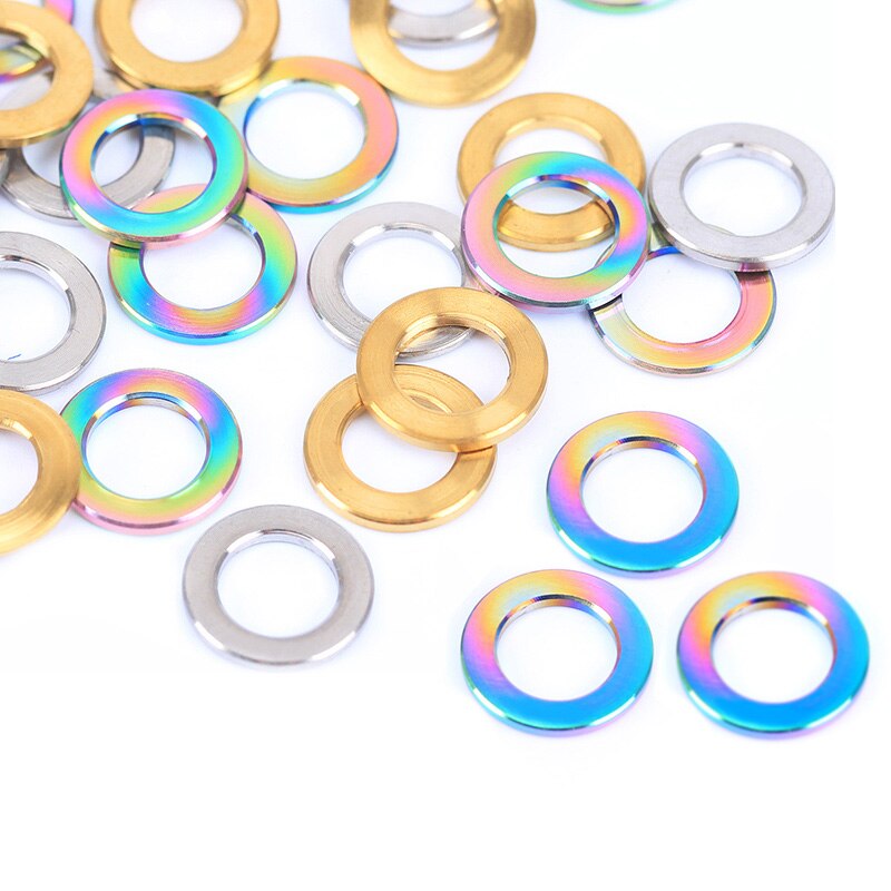 Arandelas de perno de bicicleta M5 M6, Espaciadores, junta de arandela plana de titanio para vástago de bicicleta de carretera, piezas de tornillos de freno, 10 Uds.