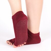 zapatos de Yoga calcetines de Pilates zapatos antideslizante Fondo suave transpirable calcetines de cinco dedos Yoga: Rojo