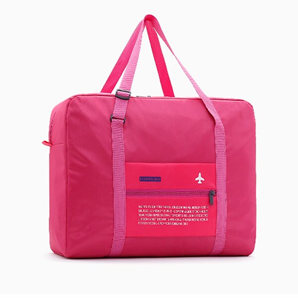 Travel Bags WaterProof Travel Folding Bag Large Capacity Bag Luggage Women Nylon Folding Bag Travel Handbags: rose red