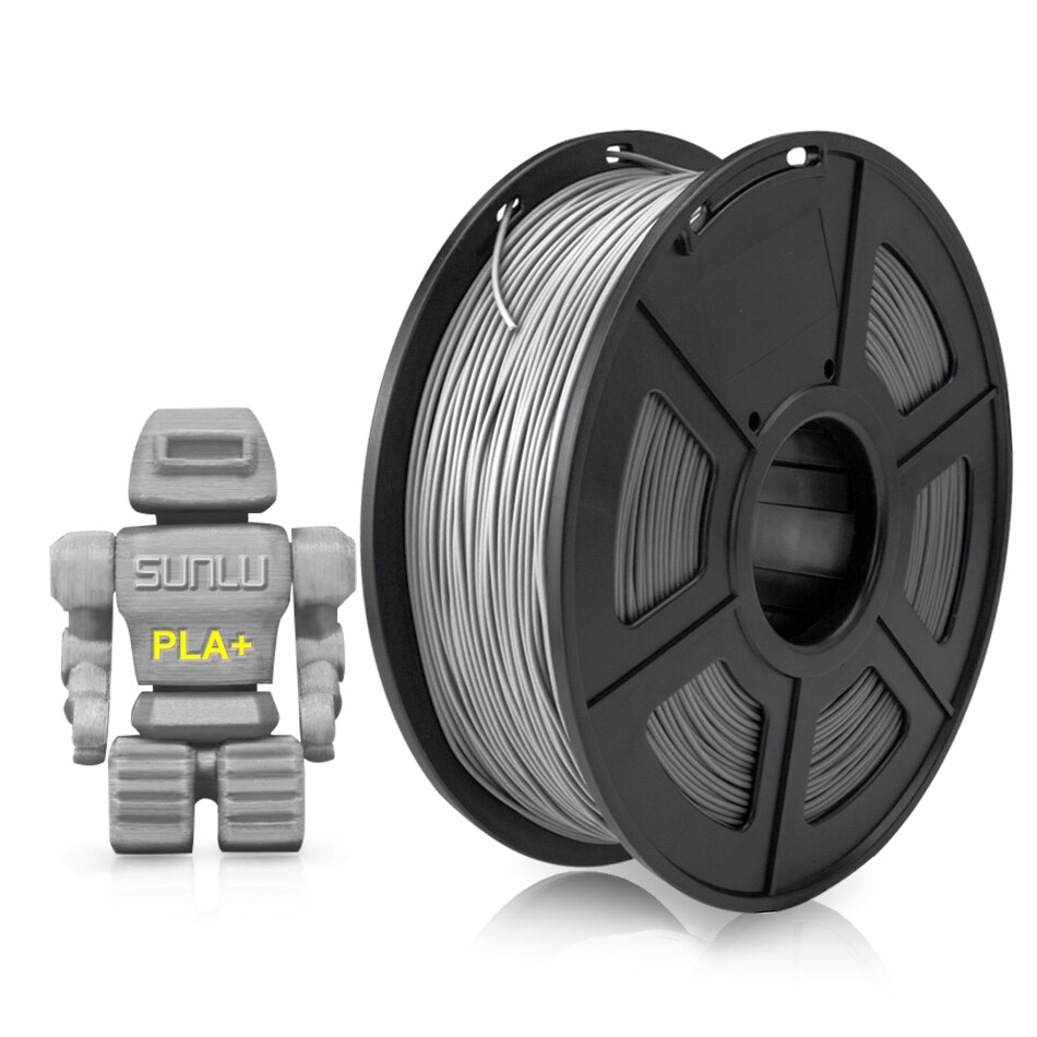 Sunlu pla plus 3d filament 1.75mm 3d printer filamento pla  + 3d trykmateriale 1kg med spole: Pla plus grå