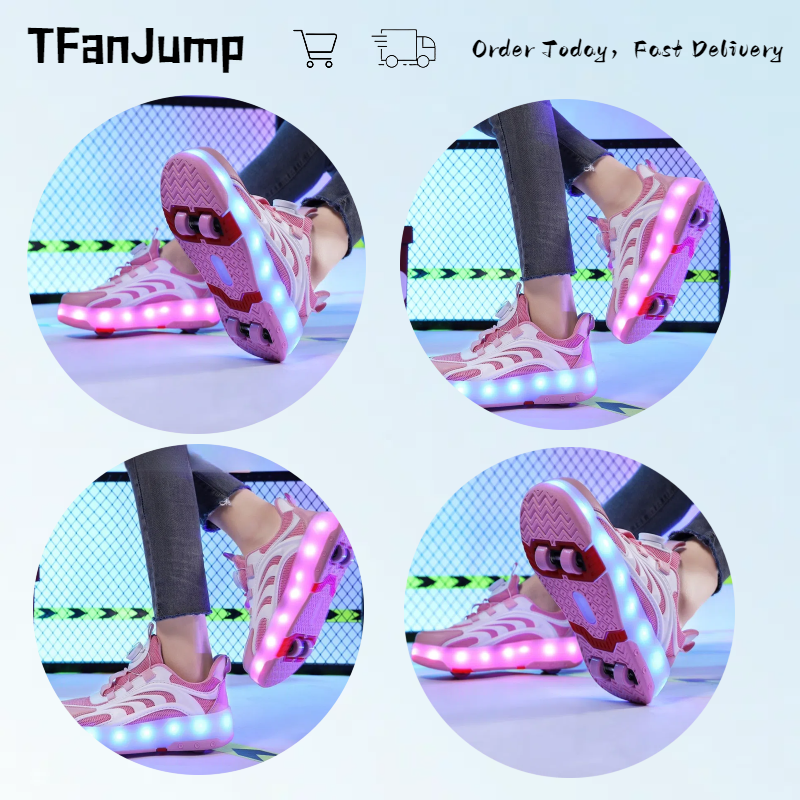 Latest 4 Wheel Roller Skates Sports Parkour Teens Roller Skates Walk Kids Deformation Roller Skates Shoes Children Unisex