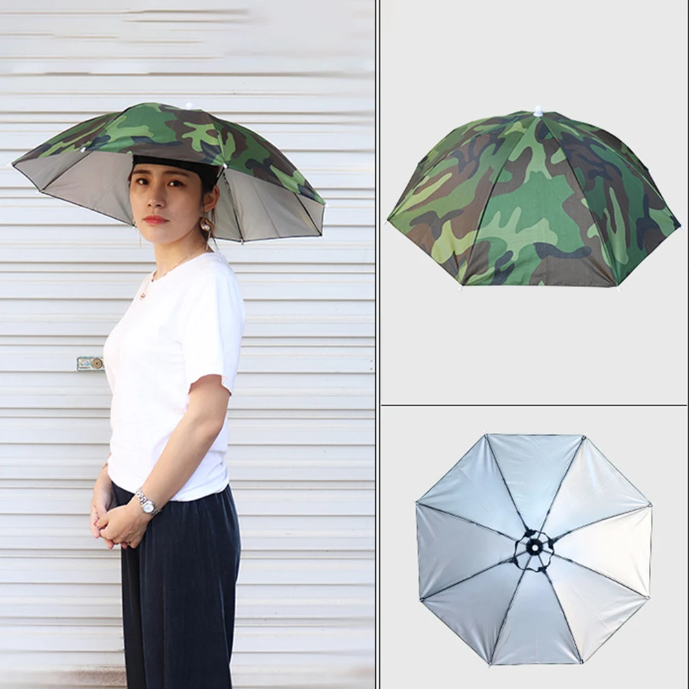 Sombrero de lluvia portátil para exteriores, sombrilla plegable para pesca, sombrilla Anti-UV para acampar, sombreros para la cabeza de playa, accesorio