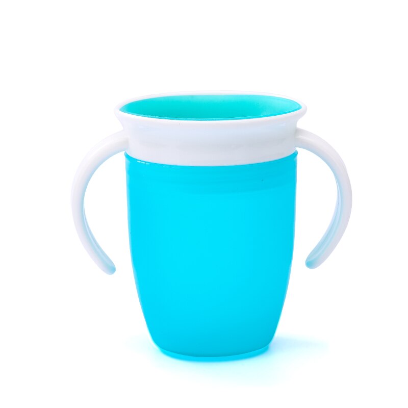1PC 360 Degrees Can Be Rotated Baby Learning Drinking Cup With Double Handle Flip Lid LeakProof Child Water Cup Bottle 240ML: A