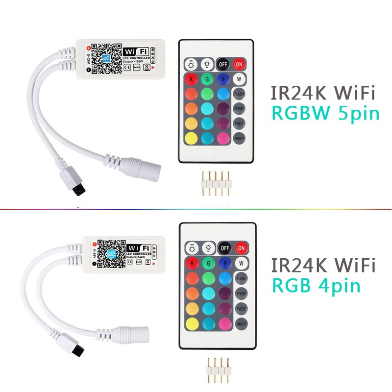 Led Controller 44 Keys 24 Keys LED IR RGB Controler LED Lights Controller IR Remote Dimmer DC12V WiFi Control For RGB LED Strip