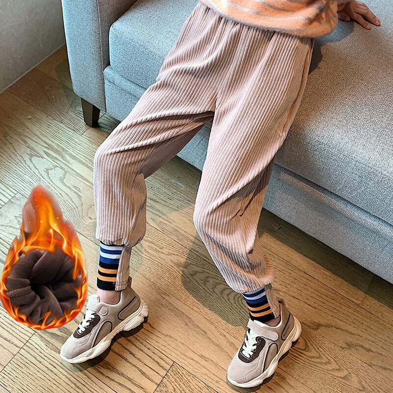 Teen Kids Pants for Girls Corduroy Pants Winter Fleece Thick Warm Kids Sport Pants School Children Trousers 10 12 13 14 Y: Khaki / 8