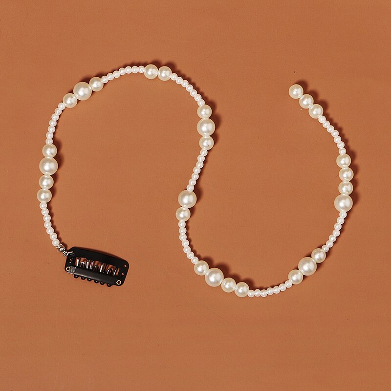 QYY moda Perła opaski dla kobiet akcesoria robić włosów ślubna opaska robić włosów ozdoba ślubna robić włosów peruki imprezowe biżuteria prezent dla druhny: Srebrny