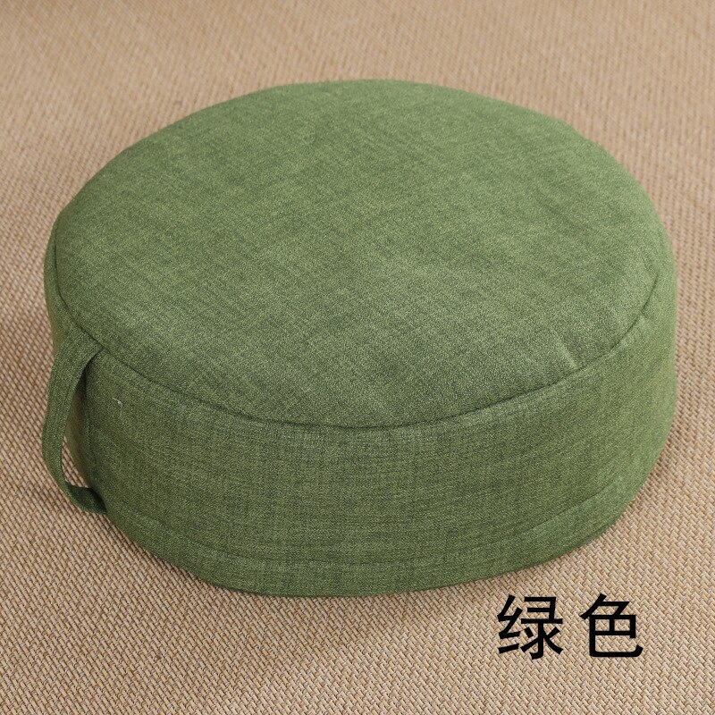 Coussin de siège rond Tatami lavable , épais, Futon, pour Table à thé, balcon, salon, baie vitrée: green 40x40x14cm