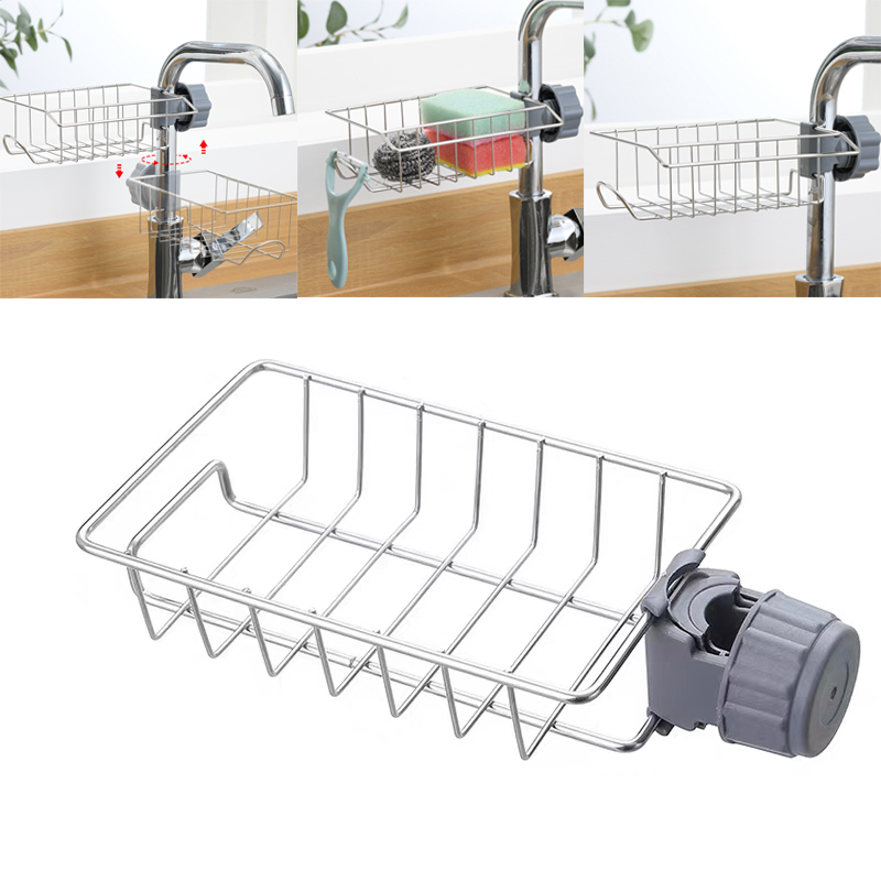 Badezimmerregale, Duschregal, Aluminiumkorb für Seife, Badezimmer, Aufbewahrung, verstellbar, Küchenarmatur, Waschbecken, Lappenhalter