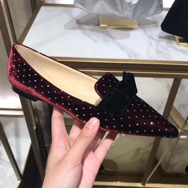 Kmeioo Polka Dot Boat Shoes Women Autumn Spring Flats Slip On Loafers Butterfly-knot Loafers Career Office Shoes Flat