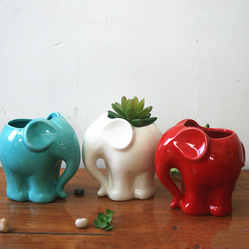Animaux en forme de Pot de fleur en céramique éléphant Succulent planteur Cactus plantes succulentes fleur mignon Pot de fleur décoration de bureau