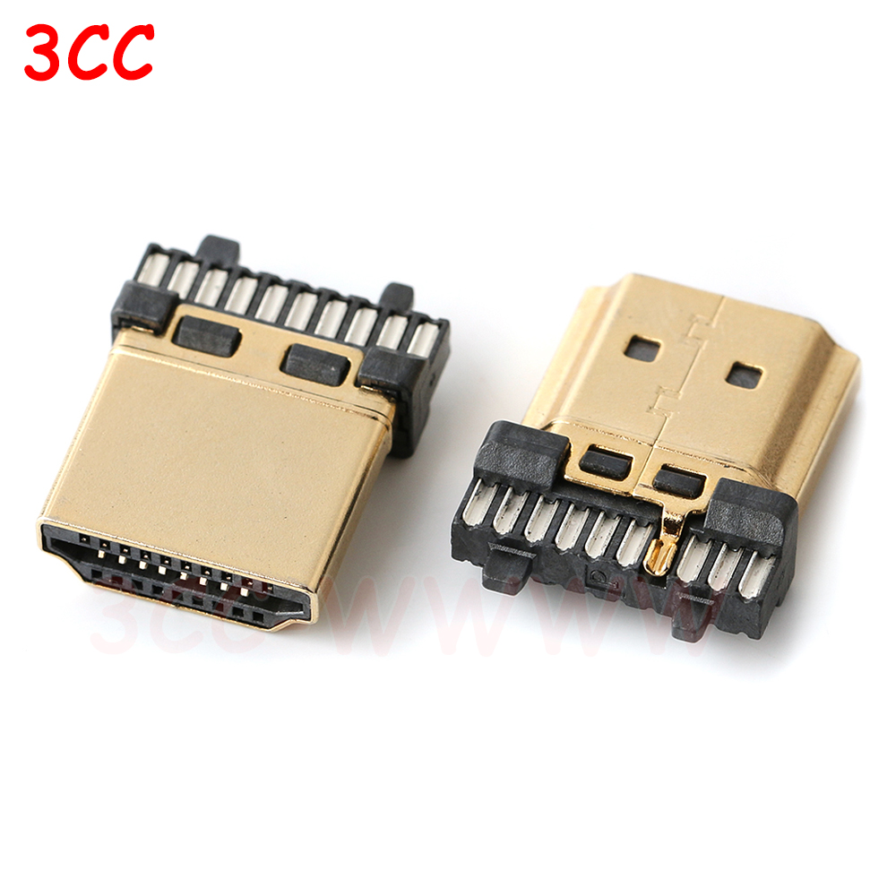 5pcs HDMI HD Interface Connector SMD 19 Pin 19P 20P Vertical HDMI Male Female Plug Socket Surface Mound PCB Receptacle Repair: Orange