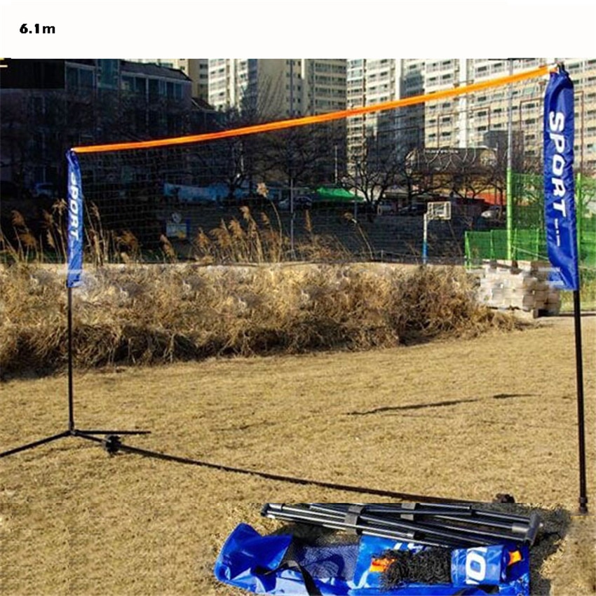 WJ6.1 6.1M Draagbare Badminton Netwerk Stalen Frame Set Volleybal Rack Kolom Outdoor Sport