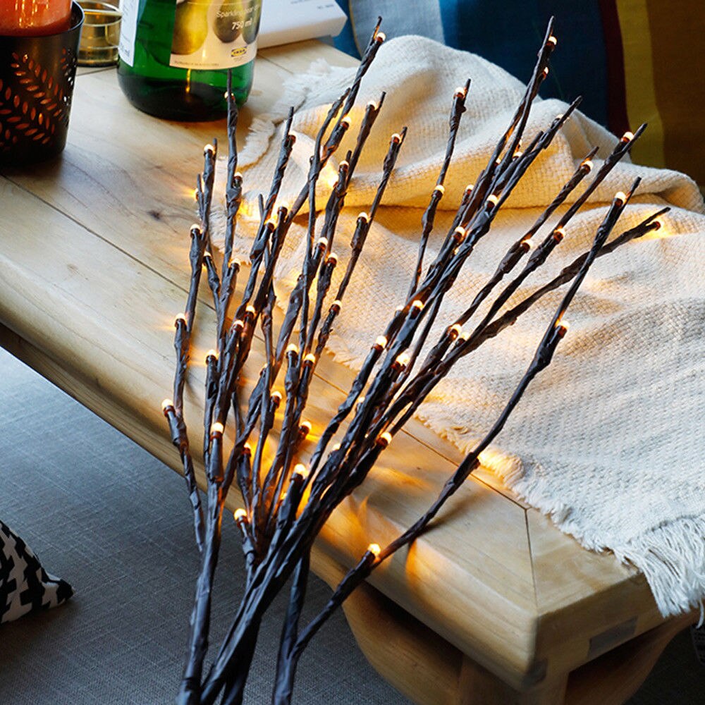 20 ledet piletræ gren varmt lys fe lampe jul hjemmefest dekoration glød festartikler: Default Title