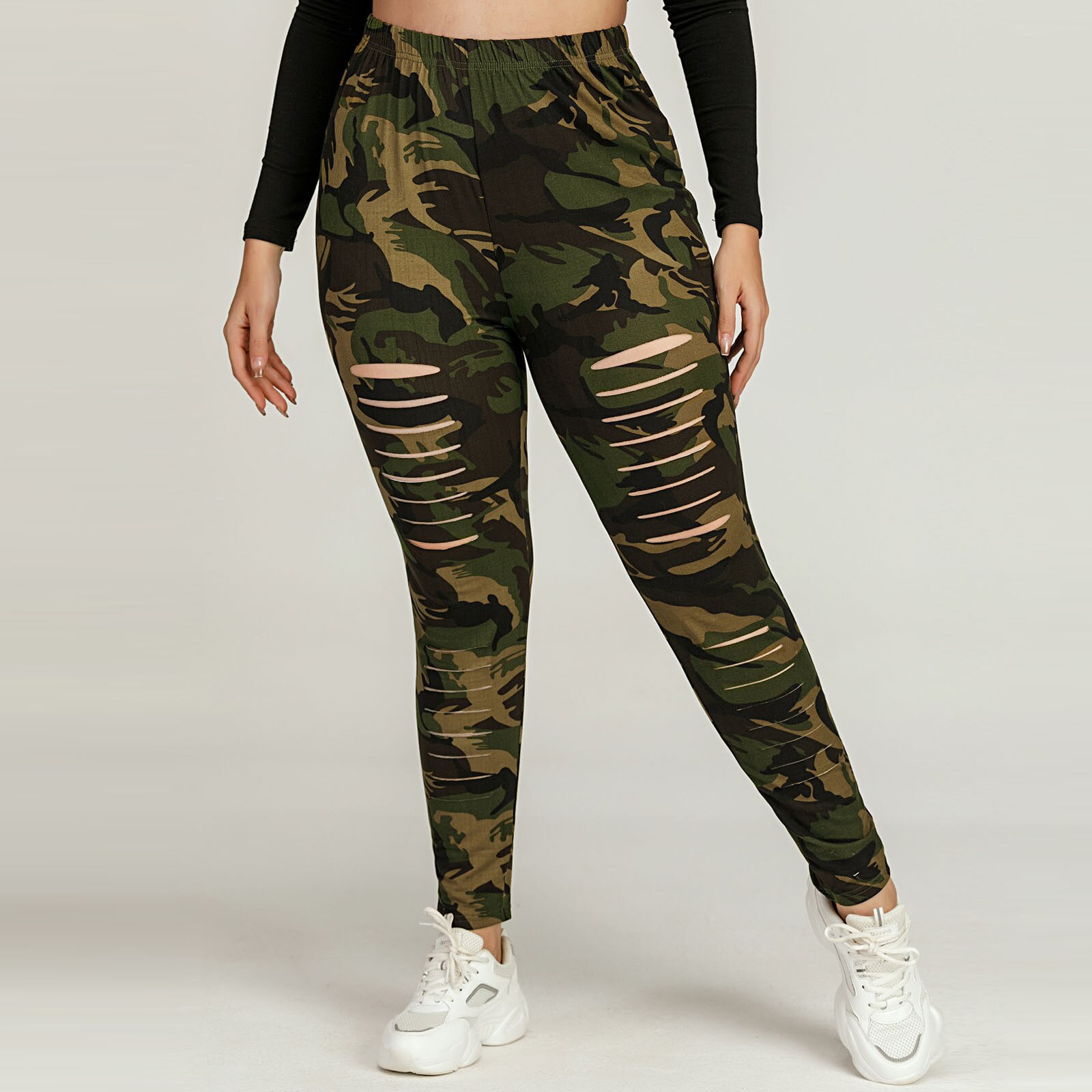 femmes Grande Taille Trou Imprimé Camouflage Legging De Sport Décontracté Yoga Style Graffiti Брюки Женские Chaude #40