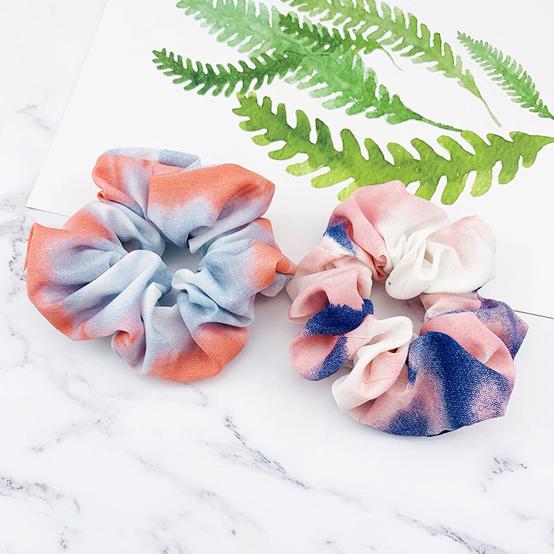 Tie-Verven Scrunchies Paardenstaart Houder Haar Das Meisjes Haar Ring Tie-Dye Print Elastische Haarbanden Vrouwen Creatieve haar Accessoires