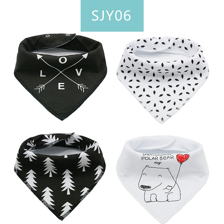 Gelukkig Fluit 4 Stuks Set Baby Kids Peuter Voeden Bandana Slabbetjes Speeksel Handdoek Driehoek Hoofddoek: sjy06