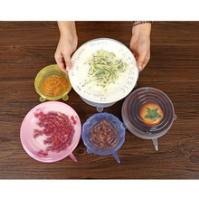 6 pçs/pçs/set tampas de silicone para alimentos cozinha reutilizável capa de silicone alimentos frescos mantendo selado quente frio disponível